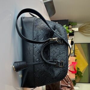 Black Louie Vuitton Embossed Leather Handbag